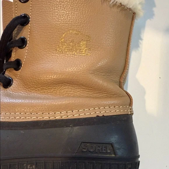 Sorel Tan and Black Boots with Faux Fur - Picture 3 of 8